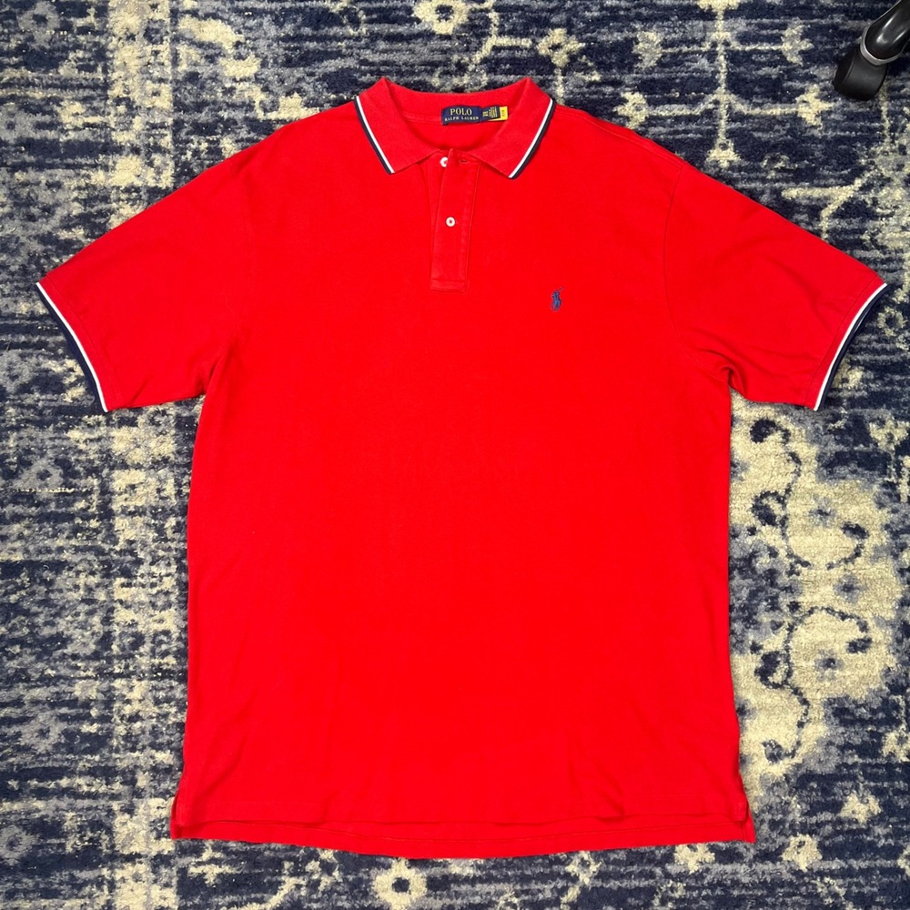 Polo Ralph Lauren Mens 2XLT Red Tipped Short Sleeve Pique Polo Shirt SV-343